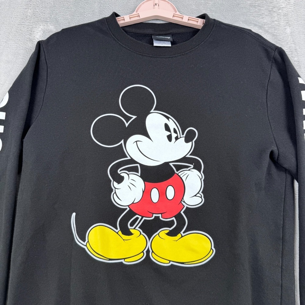 Disney Mickey‎ Mouse Sweatshirt Mens Small Black Sweater The Original Since 1928